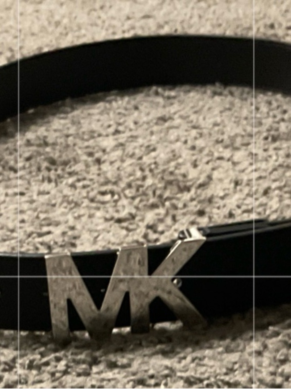 Michael Kors Black Leather Belt with Silver Buckle